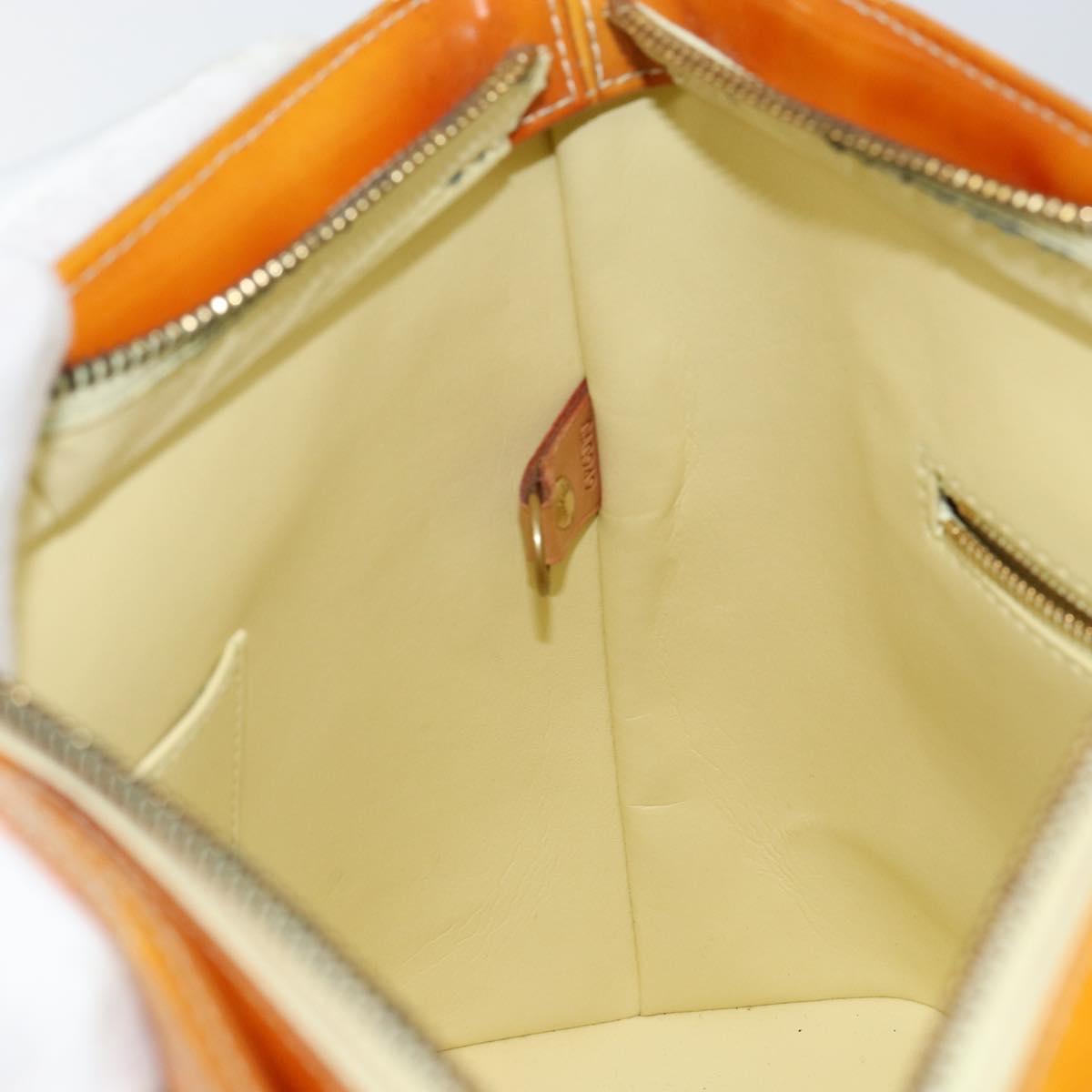 LOUIS VUITTON Monogram Vernis Houston Hand Bag Lime Yellow M91055 LV Auth BA6520