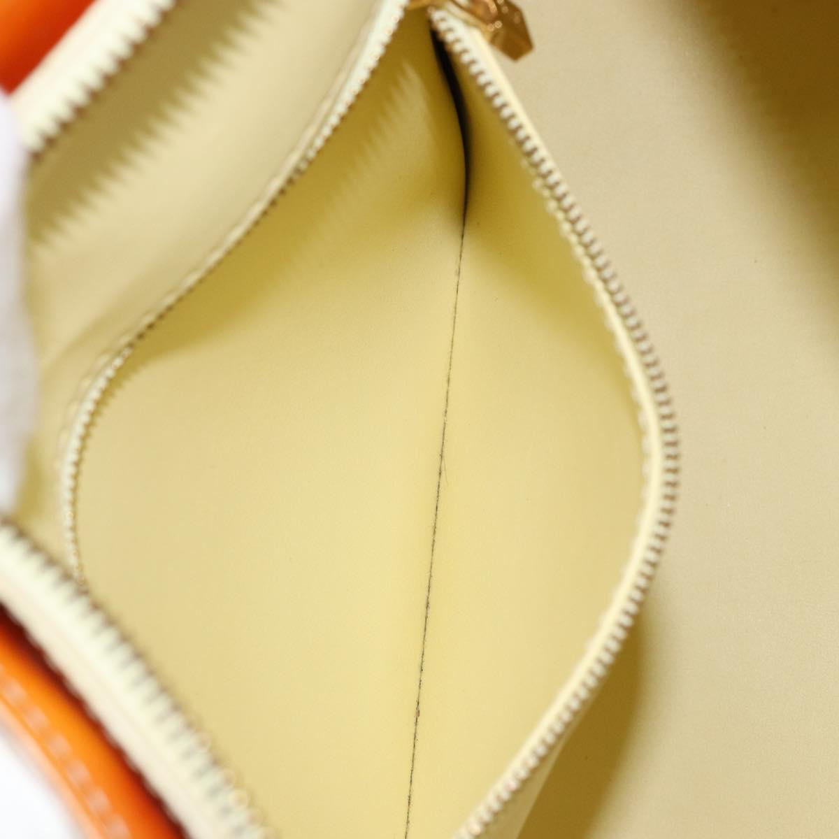 LOUIS VUITTON Monogram Vernis Houston Hand Bag Lime Yellow M91055 LV Auth BA6520