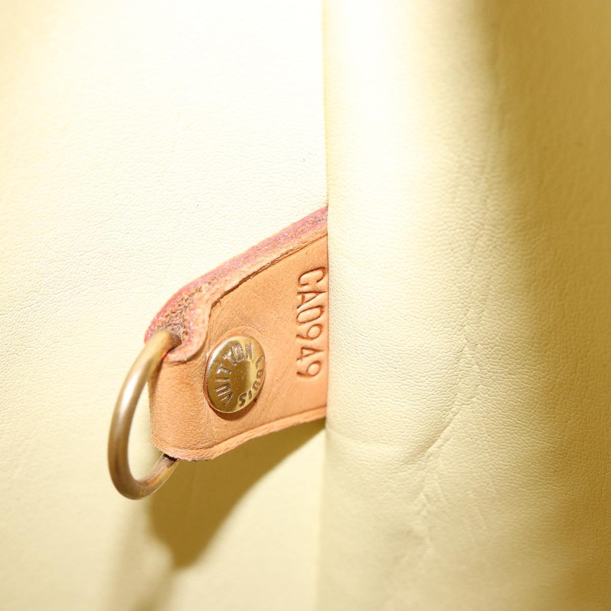 LOUIS VUITTON Monogram Vernis Houston Hand Bag Lime Yellow M91055 LV Auth BA6520