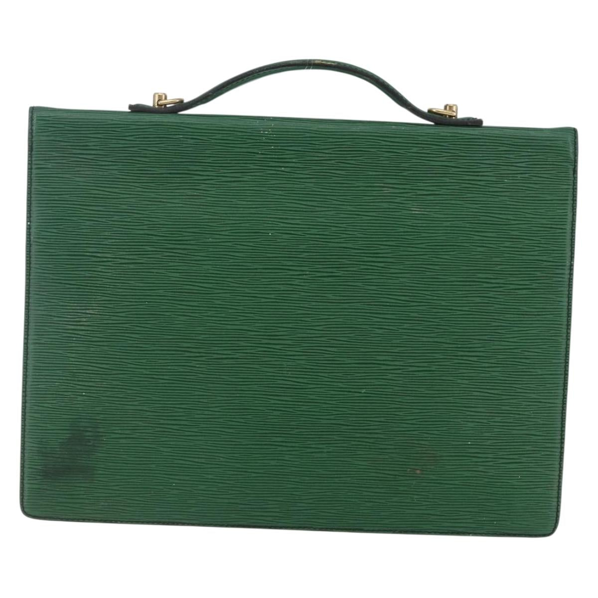 LOUIS VUITTON Epi Porte Documents Bandouliere Briefcase Green M54464 Auth BA6530