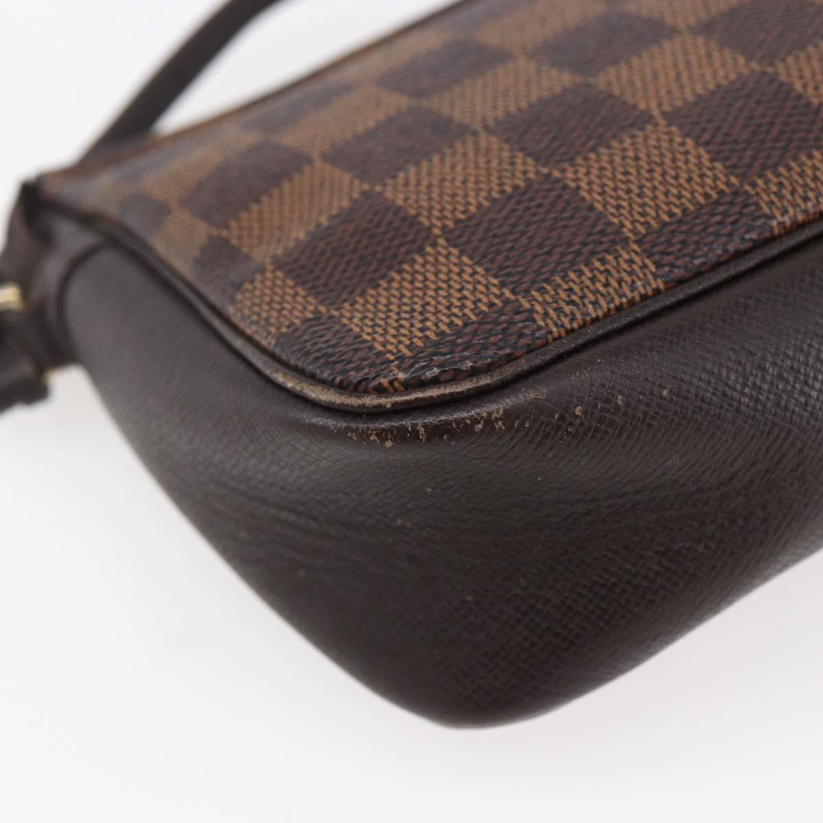 LOUIS VUITTON Damier Ebene Trousse Makeup Pouch N51982 LV Auth BA6543A