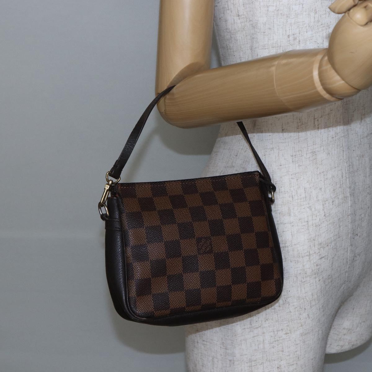 LOUIS VUITTON Damier Ebene Trousse Makeup Pouch N51982 LV Auth BA6543