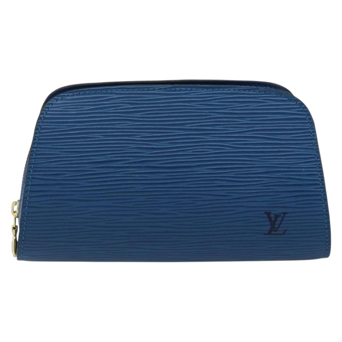 LOUIS VUITTON Epi Dauphine PM Pouch Blue M48445 LV Auth BA6544