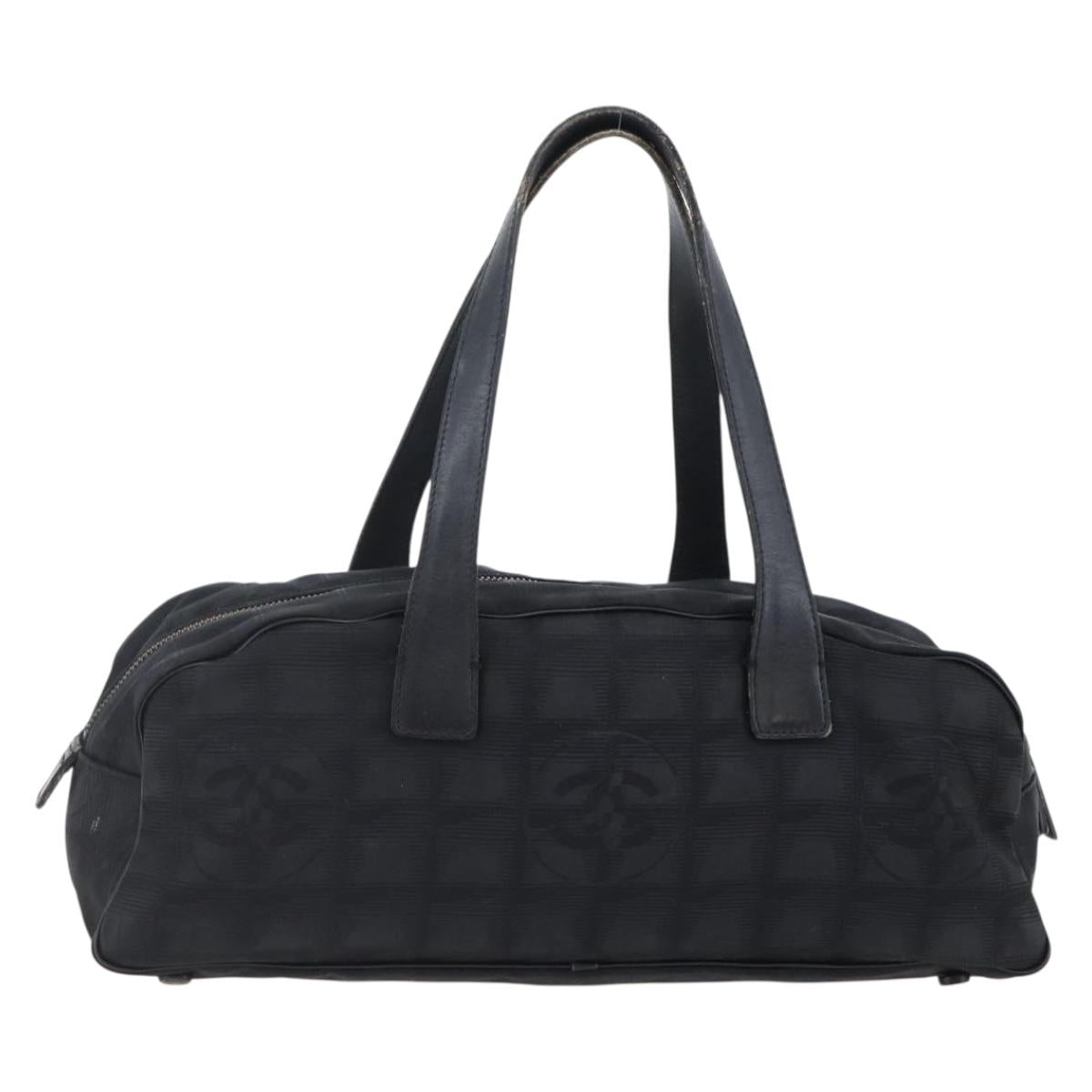 CHANEL New Travel Line Hand Bag Nylon Black CC Auth BA6547