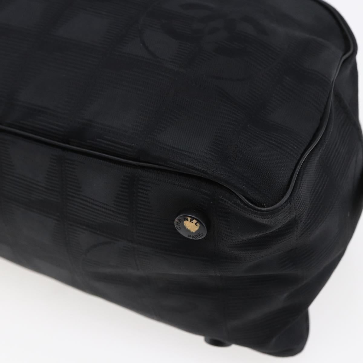 CHANEL New Travel Line Hand Bag Nylon Black CC Auth BA6547