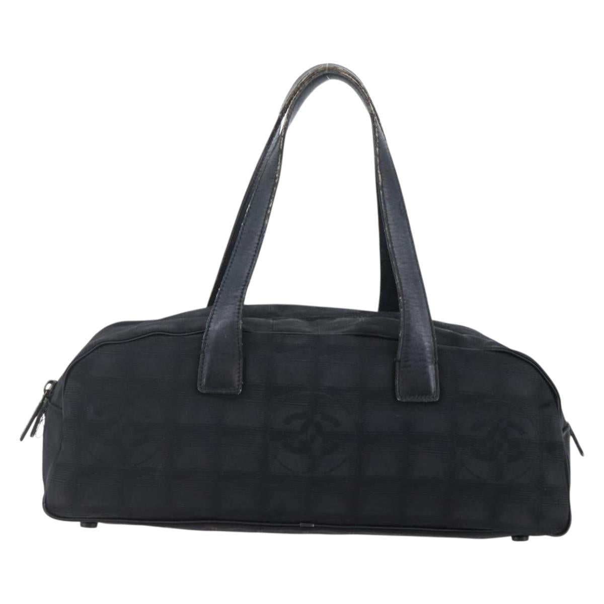 CHANEL New Travel Line Hand Bag Nylon Black CC Auth BA6547