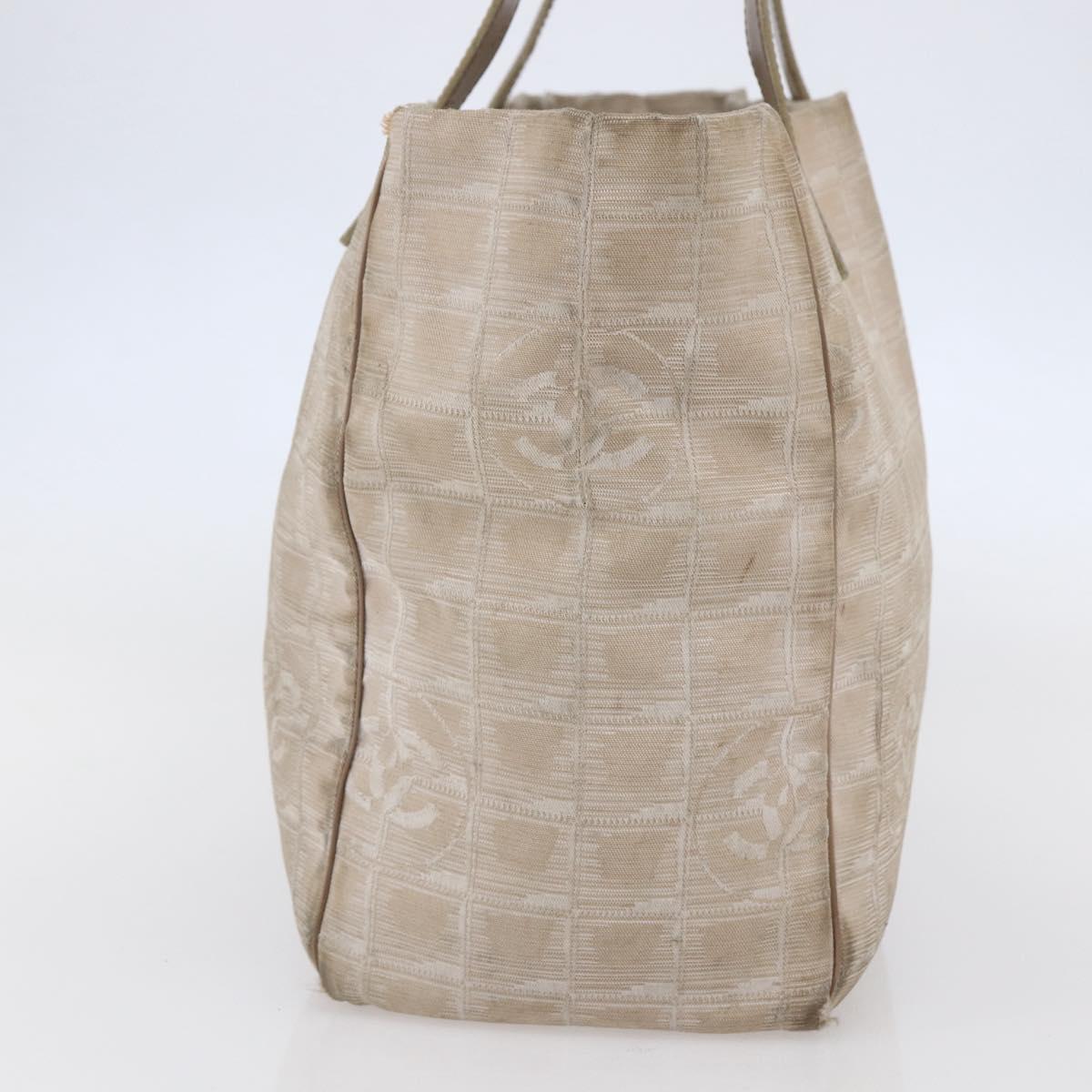 CHANEL New Travel Line Tote Bag Nylon Pink Silver CC Auth BA6548