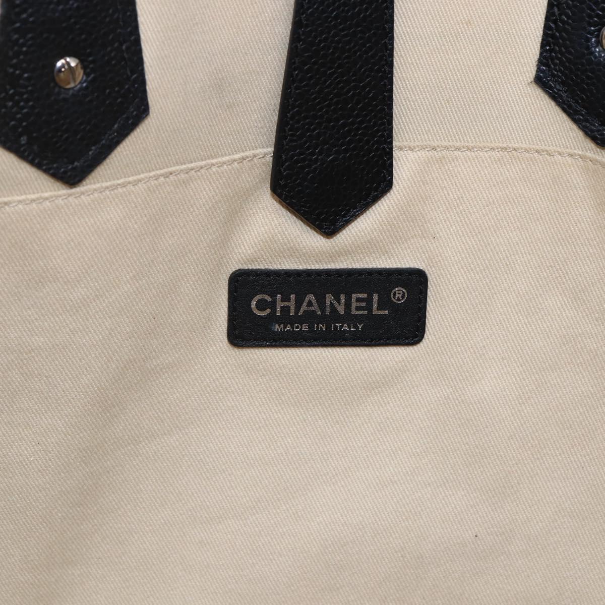 CHANEL Central Station Tote Bag PVC Canvas Black Silver CC Auth BA6549
