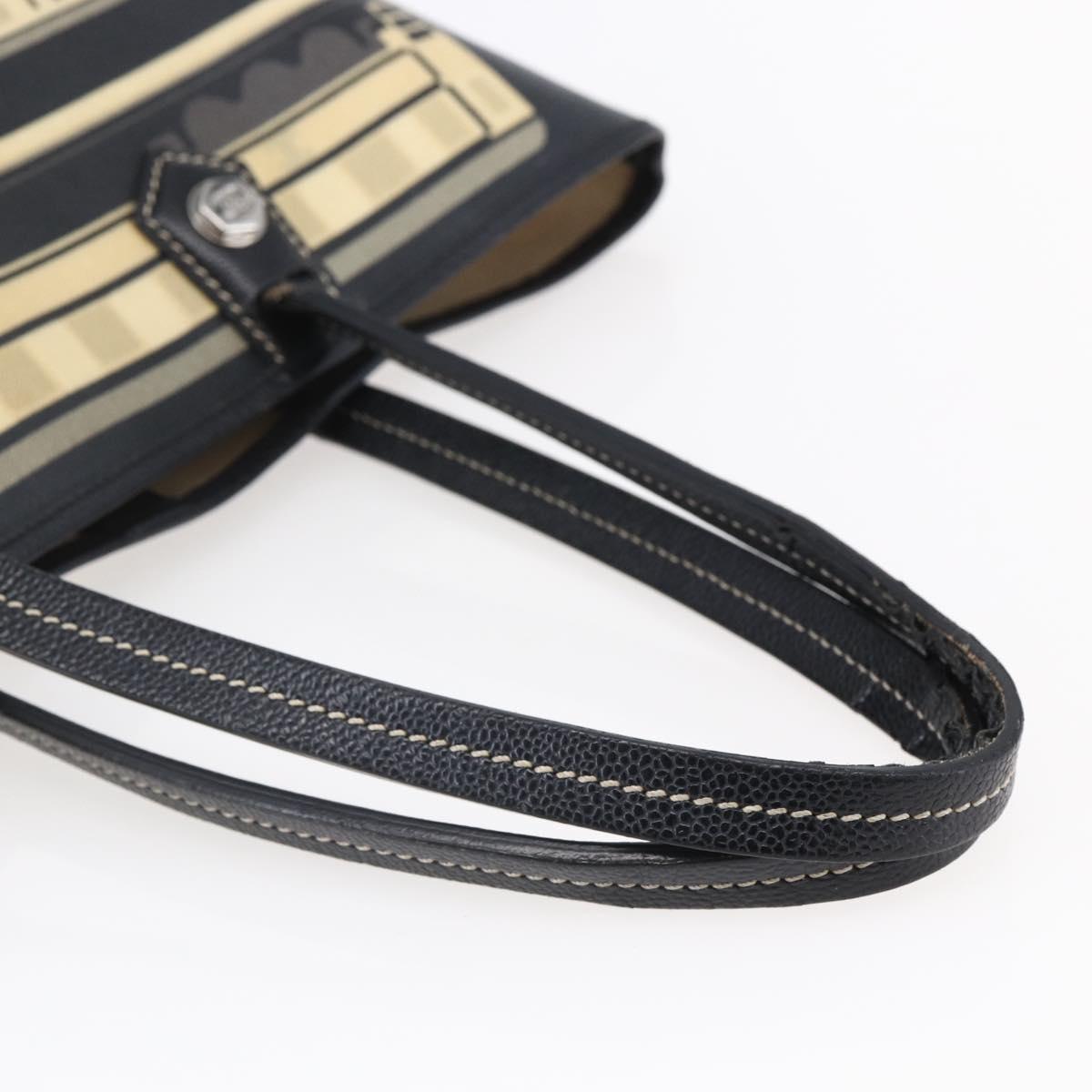 CHANEL Central Station Tote Bag PVC Canvas Black Silver CC Auth BA6549