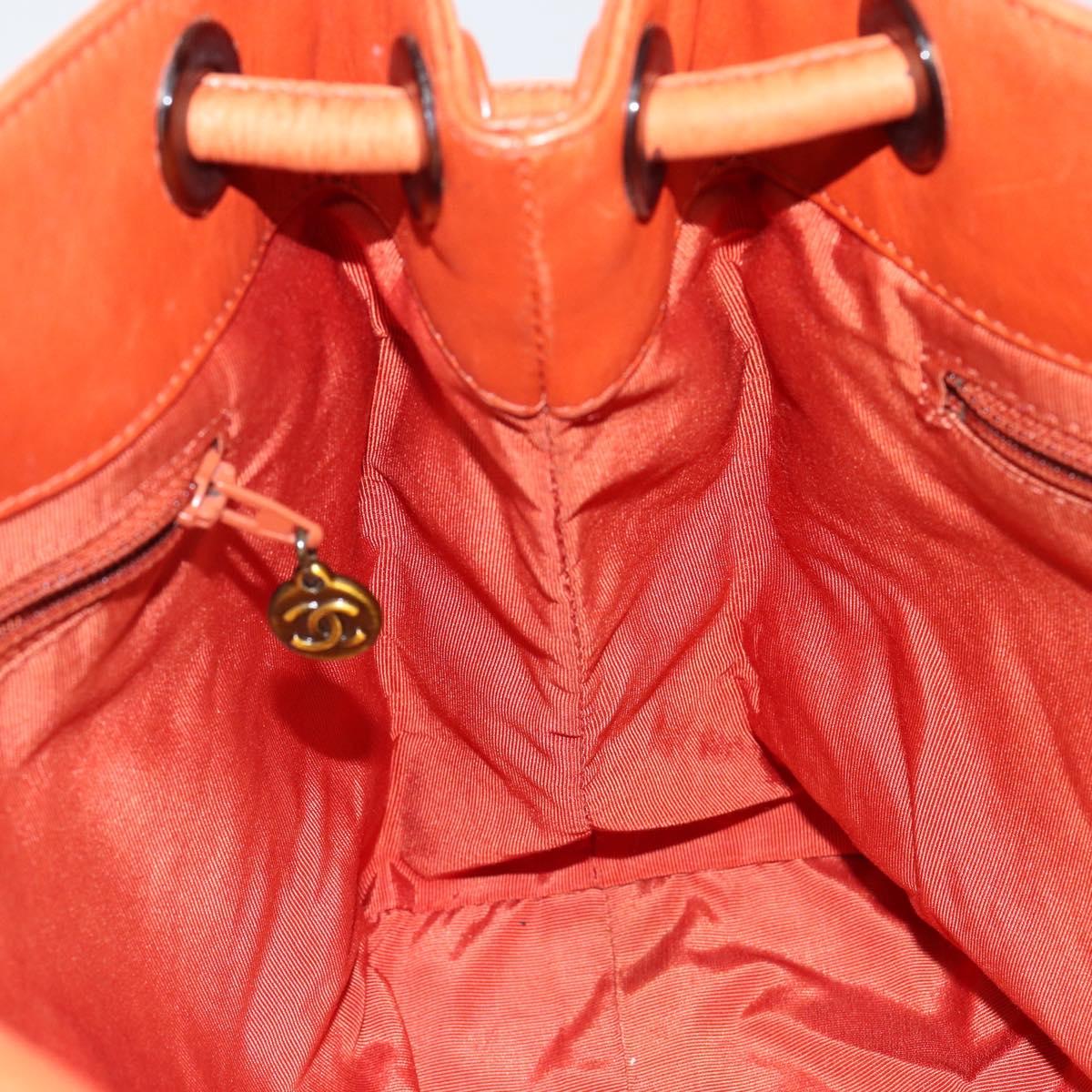 CHANEL COCO Mark Shoulder Bag Leather Orange CC Auth BA6550