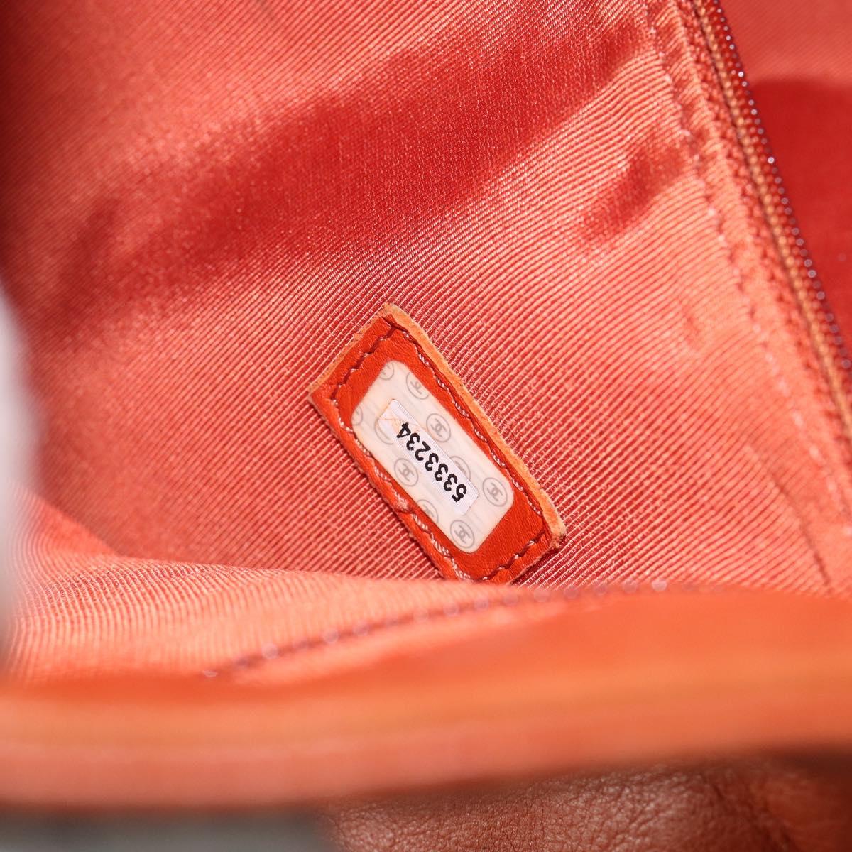 CHANEL COCO Mark Shoulder Bag Leather Orange CC Auth BA6550