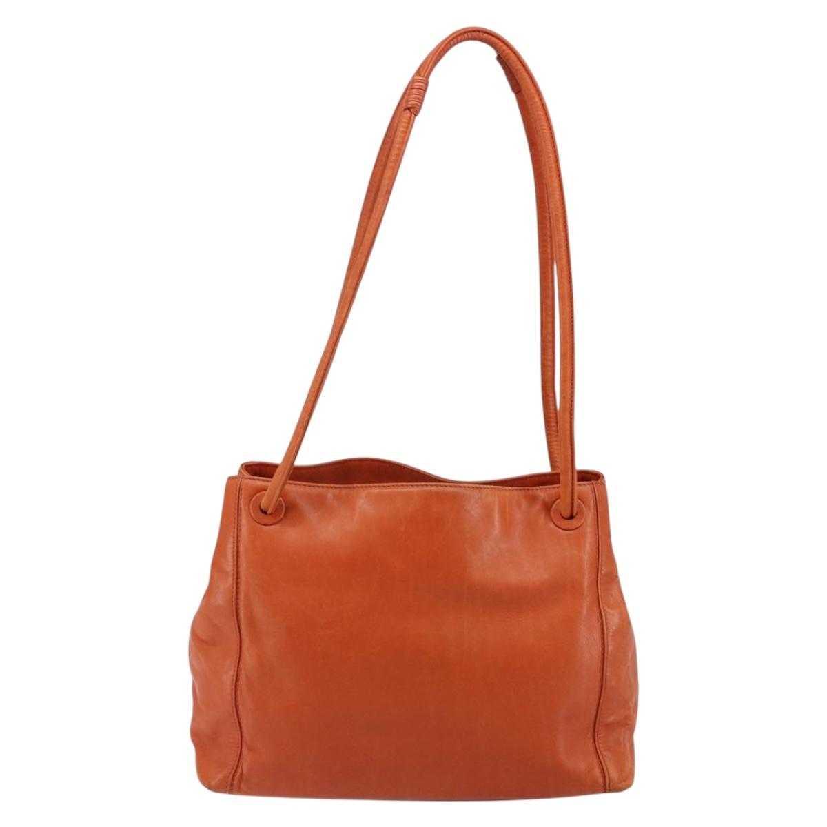 CHANEL COCO Mark Shoulder Bag Leather Orange CC Auth BA6550