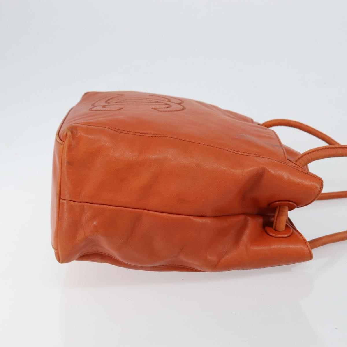 CHANEL COCO Mark Shoulder Bag Leather Orange CC Auth BA6550