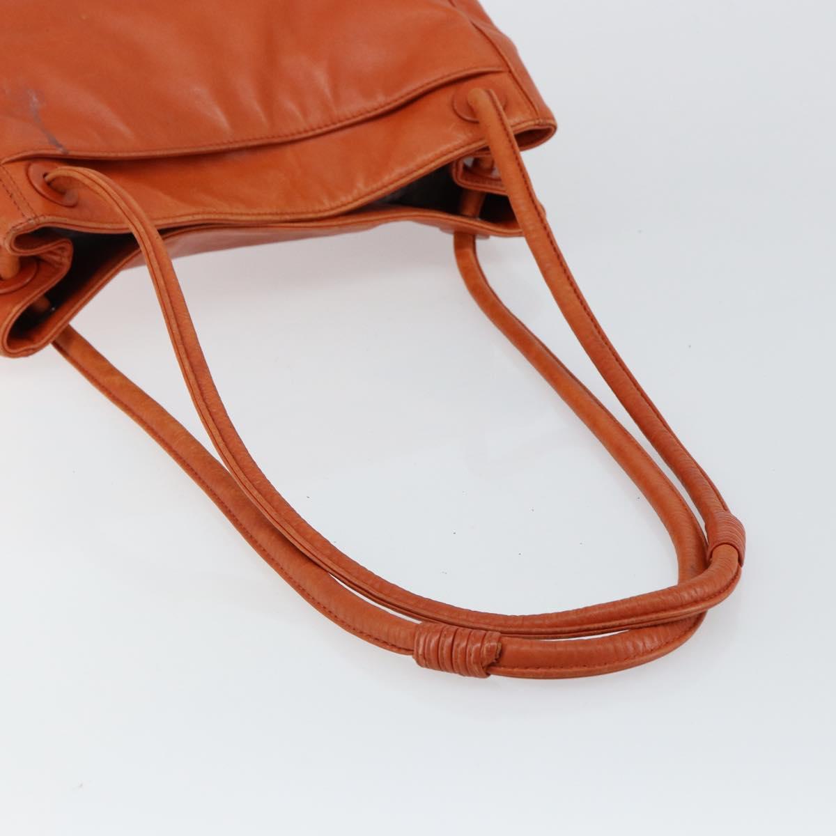 CHANEL COCO Mark Shoulder Bag Leather Orange CC Auth BA6550