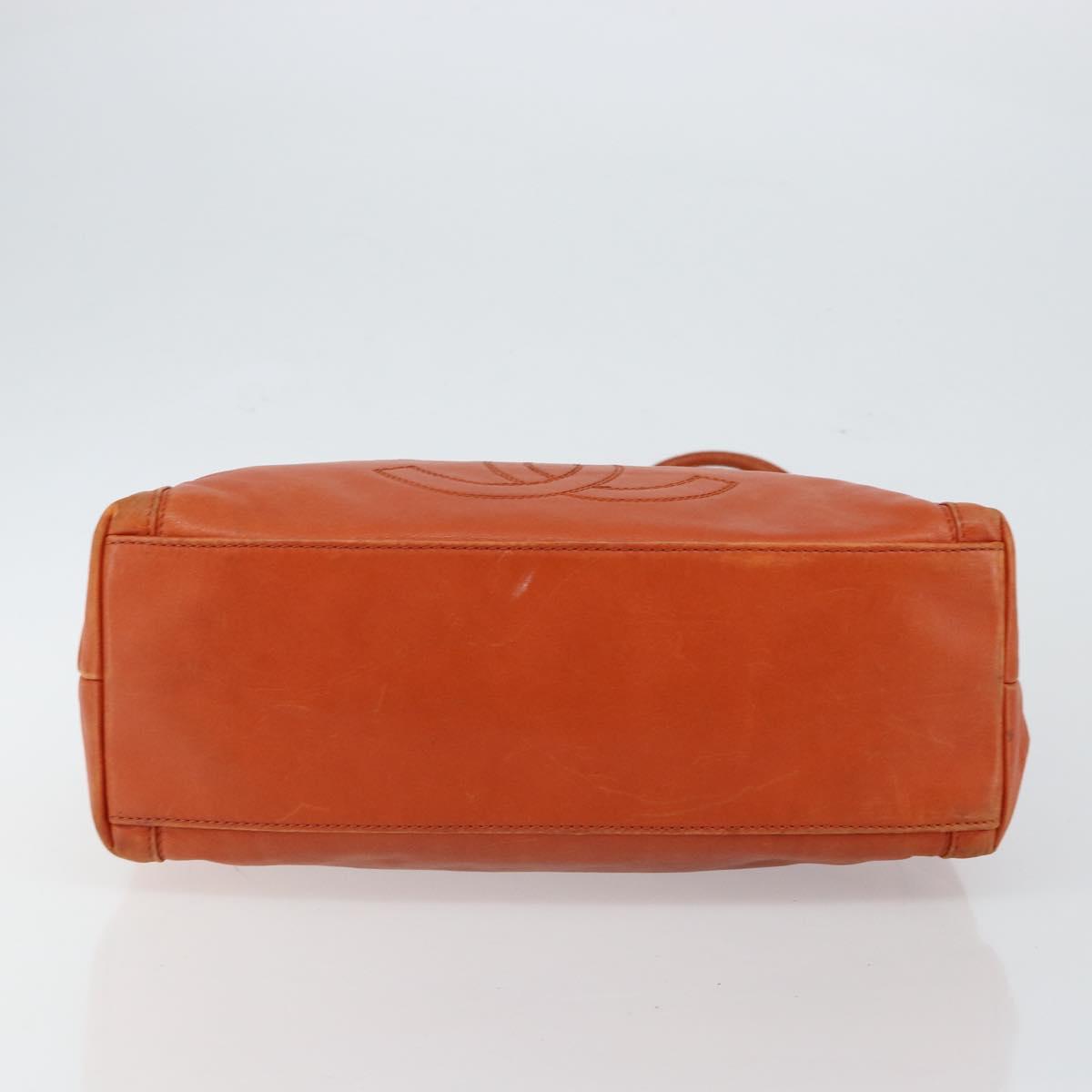 CHANEL COCO Mark Shoulder Bag Leather Orange CC Auth BA6550