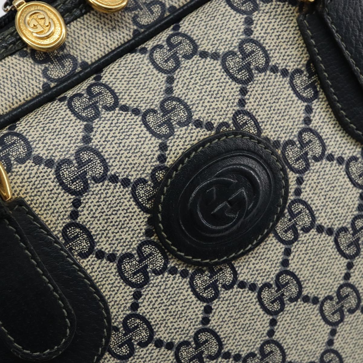 GUCCI GG Supreme Hand Bag PVC Navy Gold 000 58 0090 Auth BA6556