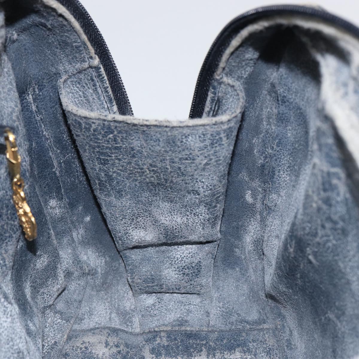 GUCCI GG Supreme Hand Bag PVC Navy Gold 000 58 0090 Auth BA6556