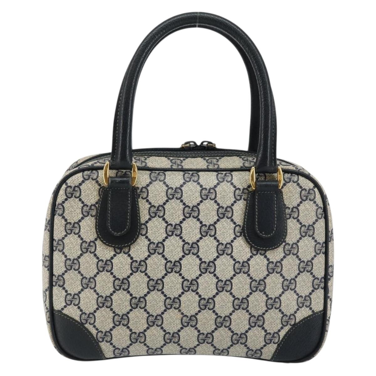 GUCCI GG Supreme Hand Bag PVC Navy Gold 000 58 0090 Auth BA6556