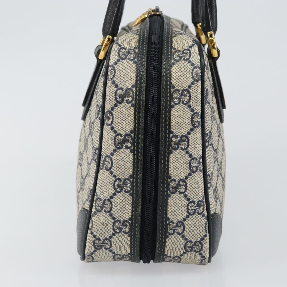 GUCCI GG Supreme Hand Bag PVC Navy Gold 000 58 0090 Auth BA6556