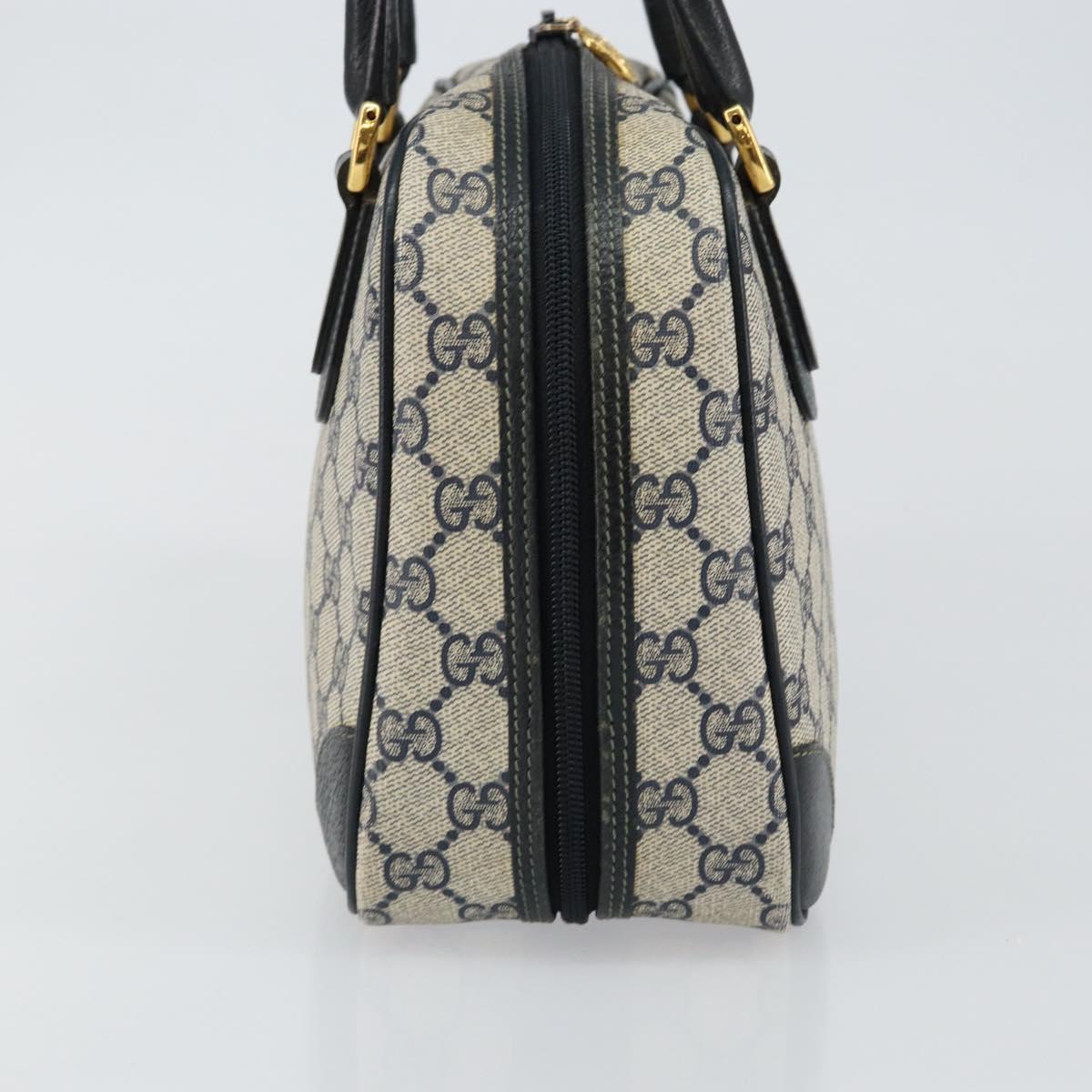 GUCCI GG Supreme Hand Bag PVC Navy Gold 000 58 0090 Auth BA6556
