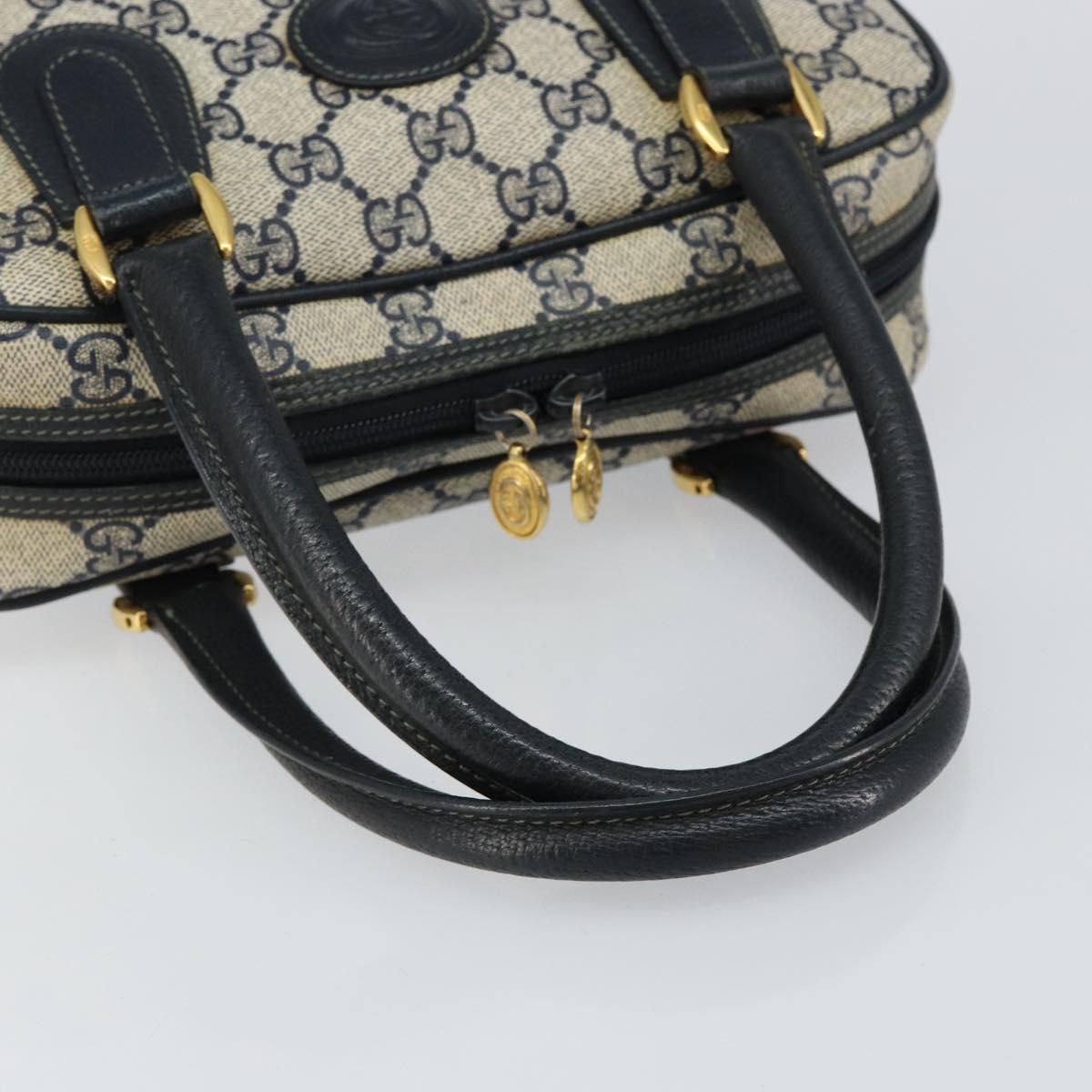 GUCCI GG Supreme Hand Bag PVC Navy Gold 000 58 0090 Auth BA6556