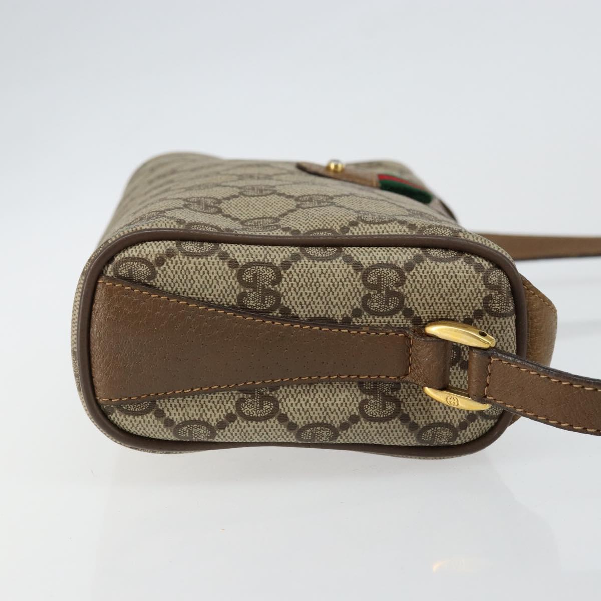GUCCI GG Supreme Web Sherry Line Bag PVC Beige Gold 89 02 018 Auth BA6558
