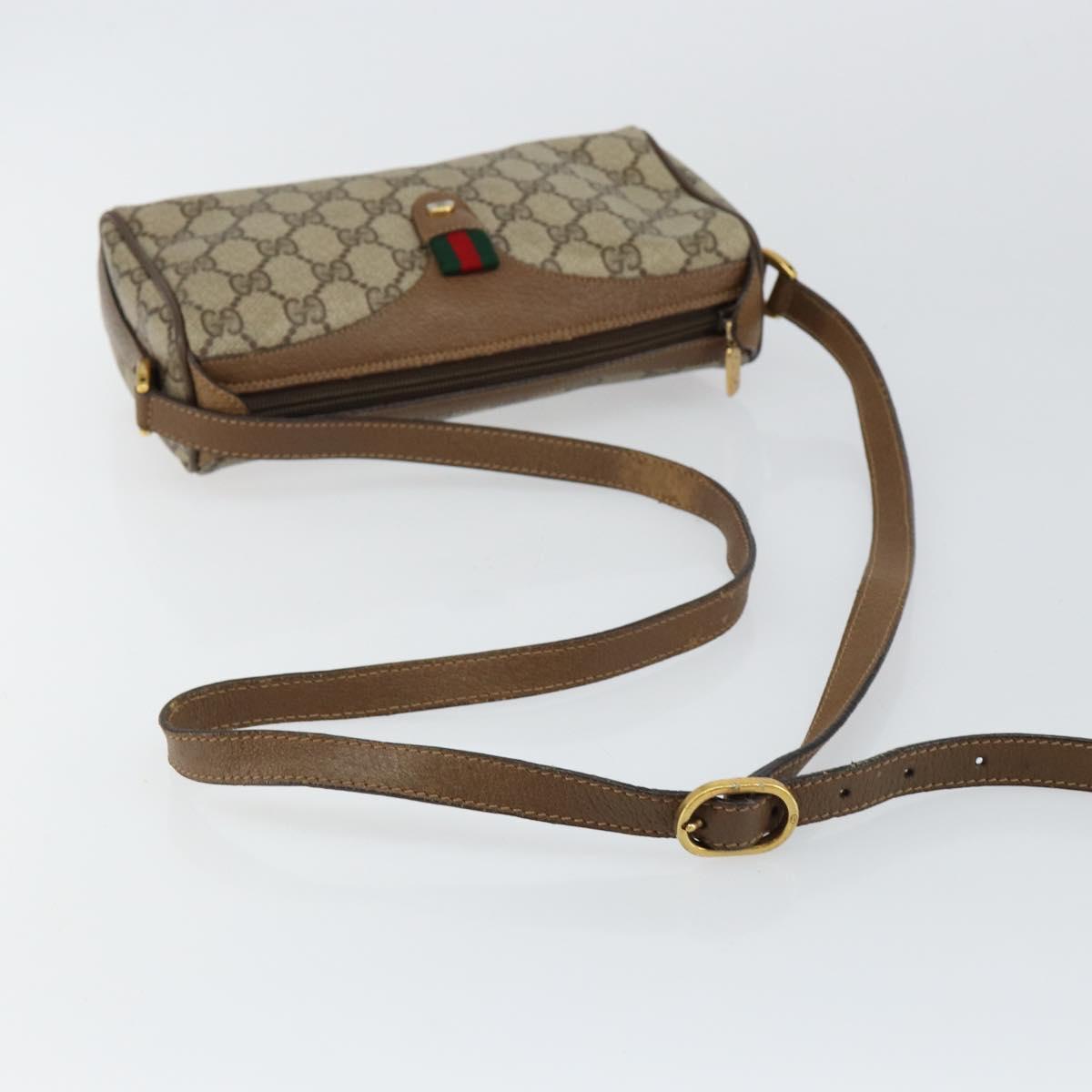 GUCCI GG Supreme Web Sherry Line Bag PVC Beige Gold 89 02 018 Auth BA6558