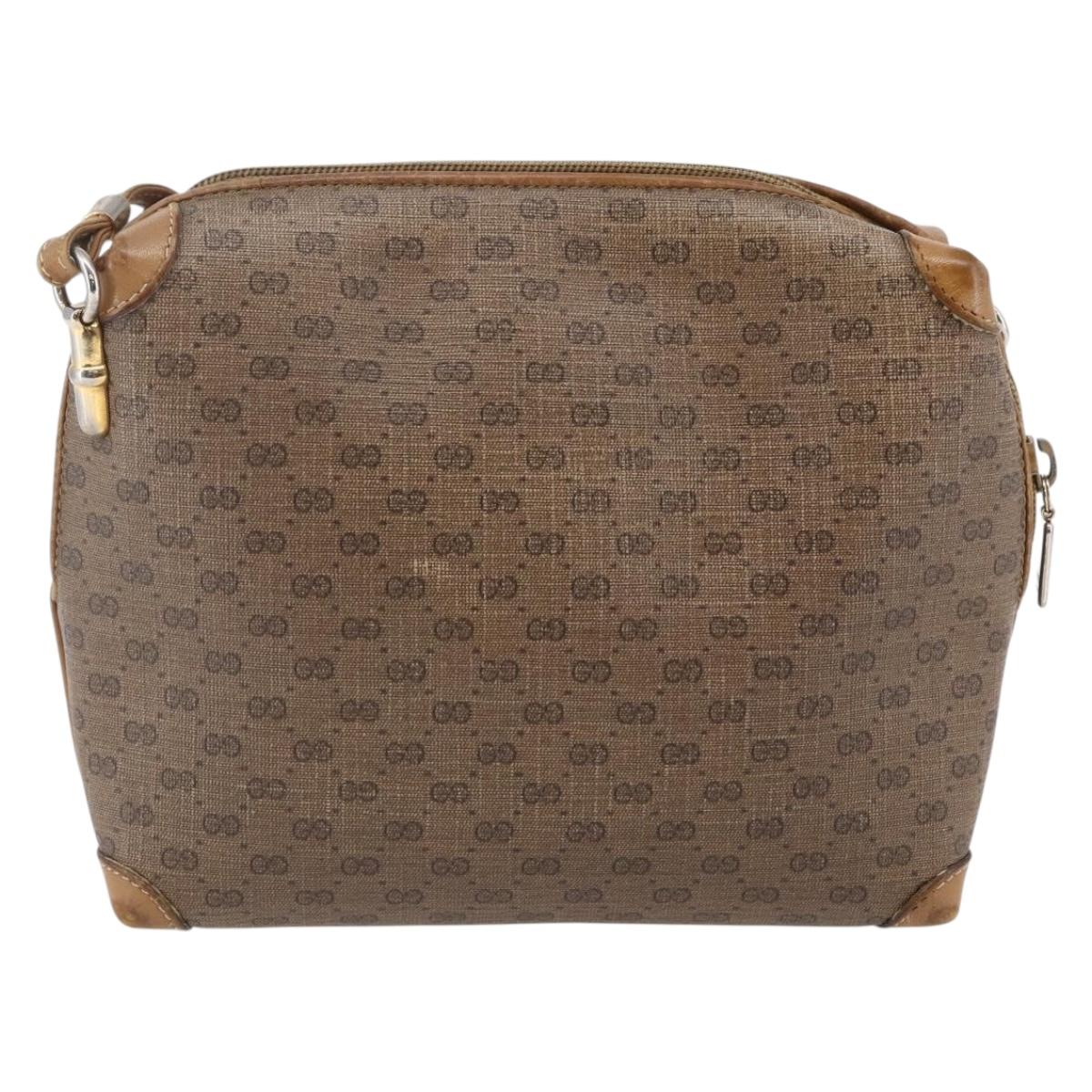 GUCCI Micro GG Supreme Shoulder Bag PVC Brown Gold 007 104 4916 Auth BA6559