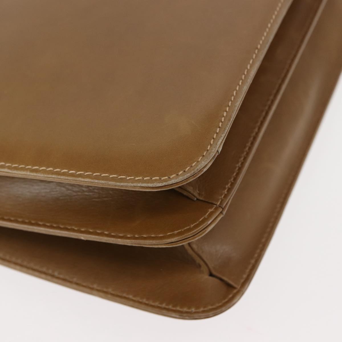 GUCCI Shoulder Bag Leather Brown Gold Auth BA6561