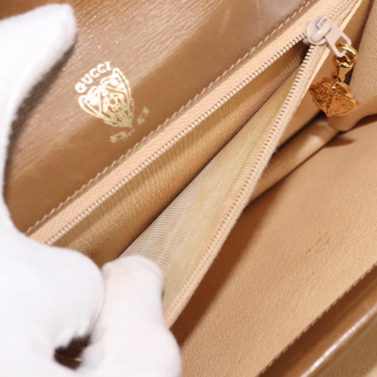 GUCCI Shoulder Bag Leather Brown Gold Auth BA6561