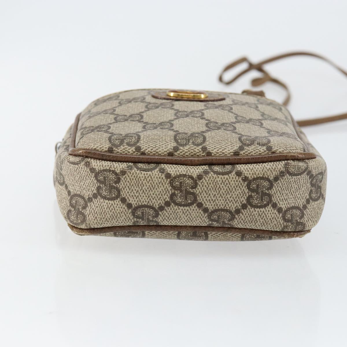 GUCCI GG Supreme Shoulder Bag PVC Beige Gold Auth BA6562