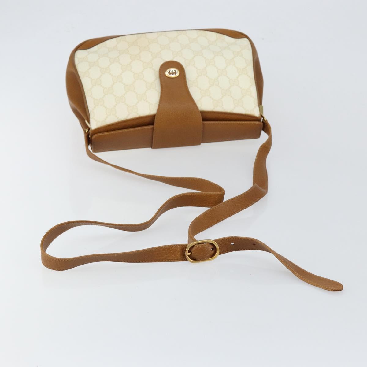 GUCCI GG Supreme Shoulder Bag PVC Beige Gold 116 02 076 Auth BA6563