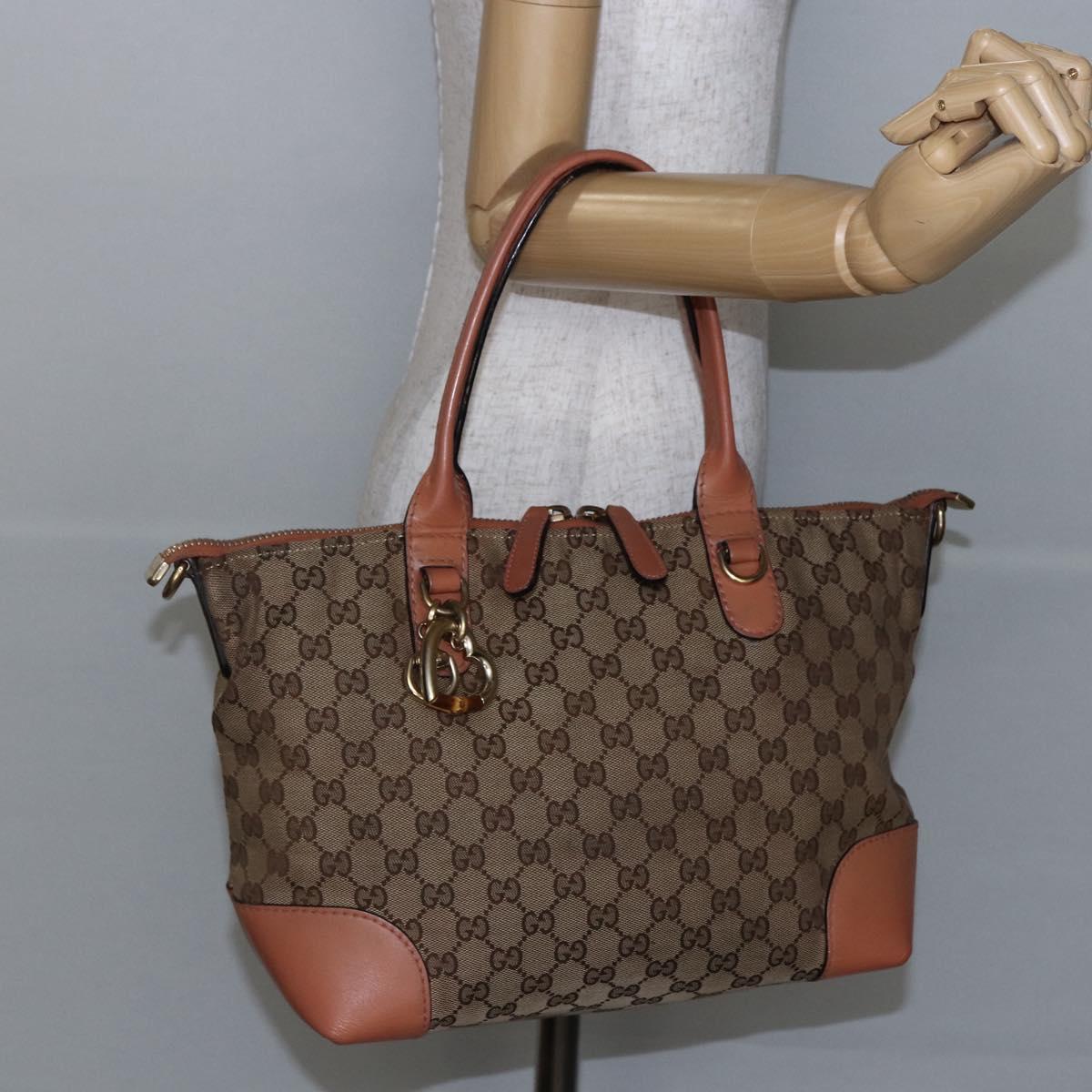 GUCCI GG Canvas Abbey Tote Bag Beige Gold 269957 Auth BA6569