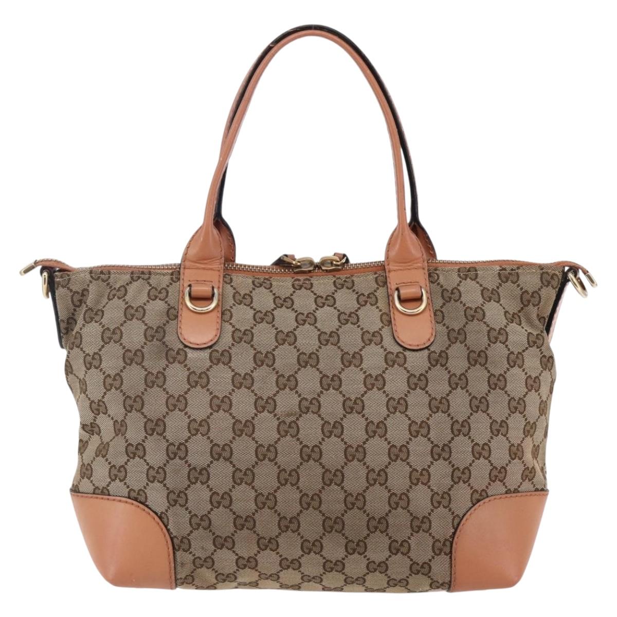 GUCCI GG Canvas Abbey Tote Bag Beige Gold 269957 Auth BA6569