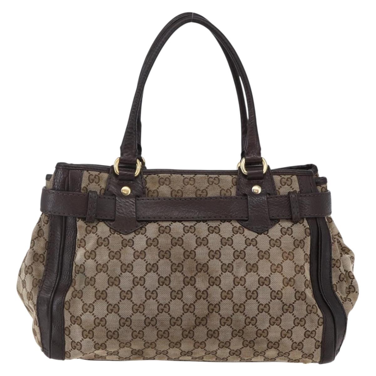 GUCCI GG Canvas Tote Bag Beige Gold 247183 Auth BA6570