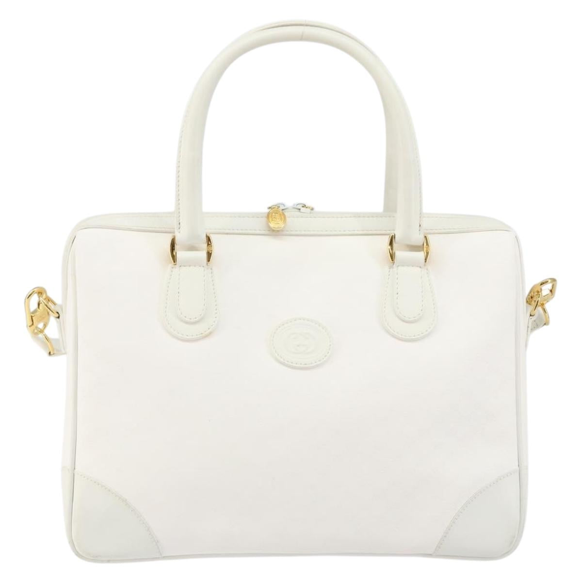 GUCCI Micro GG Supreme Boston Bag PVC 2way White Gold 002 123 0167 Auth BA6571