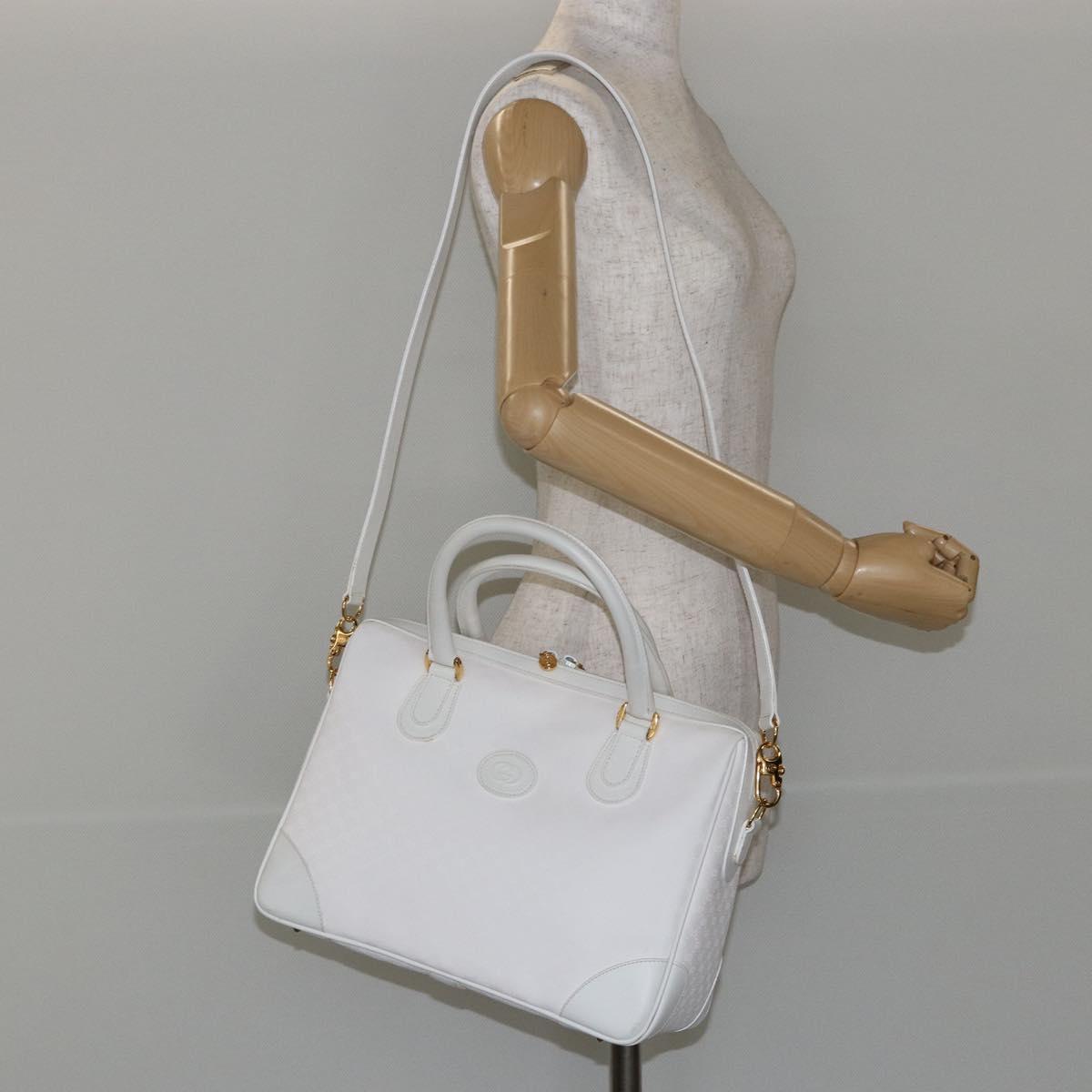 GUCCI Micro GG Supreme Boston Bag PVC 2way White Gold 002 123 0167 Auth BA6571