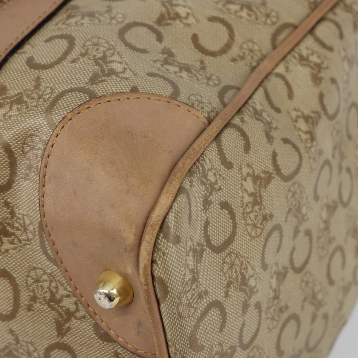 CELINE C Sulky Boston Bag PVC Beige Gold Auth BA6572