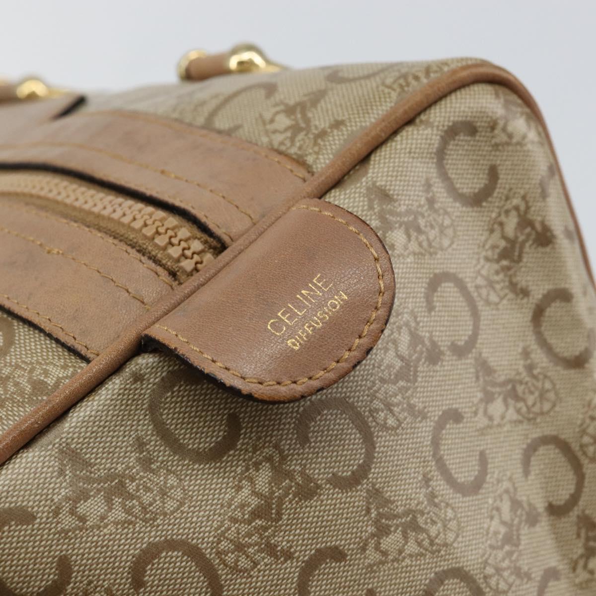 CELINE C Sulky Boston Bag PVC Beige Gold Auth BA6572