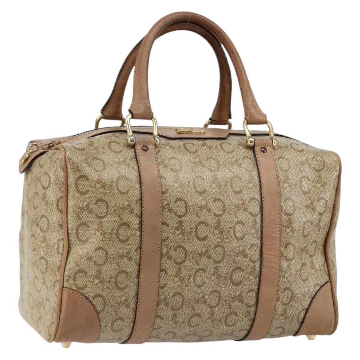 CELINE C Sulky Boston Bag PVC Beige Gold Auth BA6572