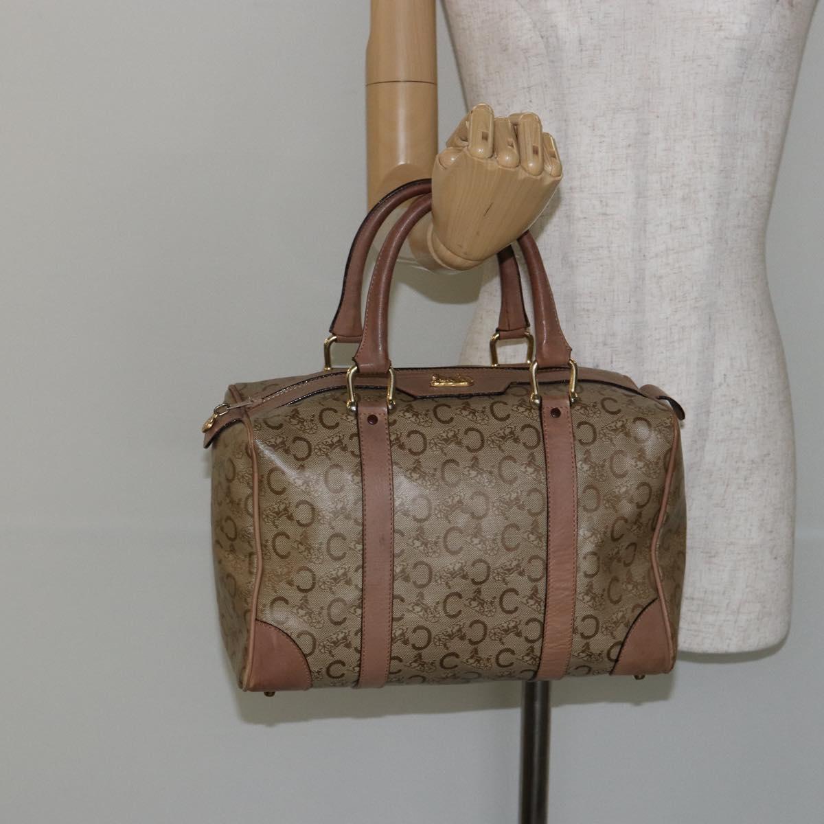 CELINE C Sulky Boston Bag PVC Beige Gold Auth BA6572