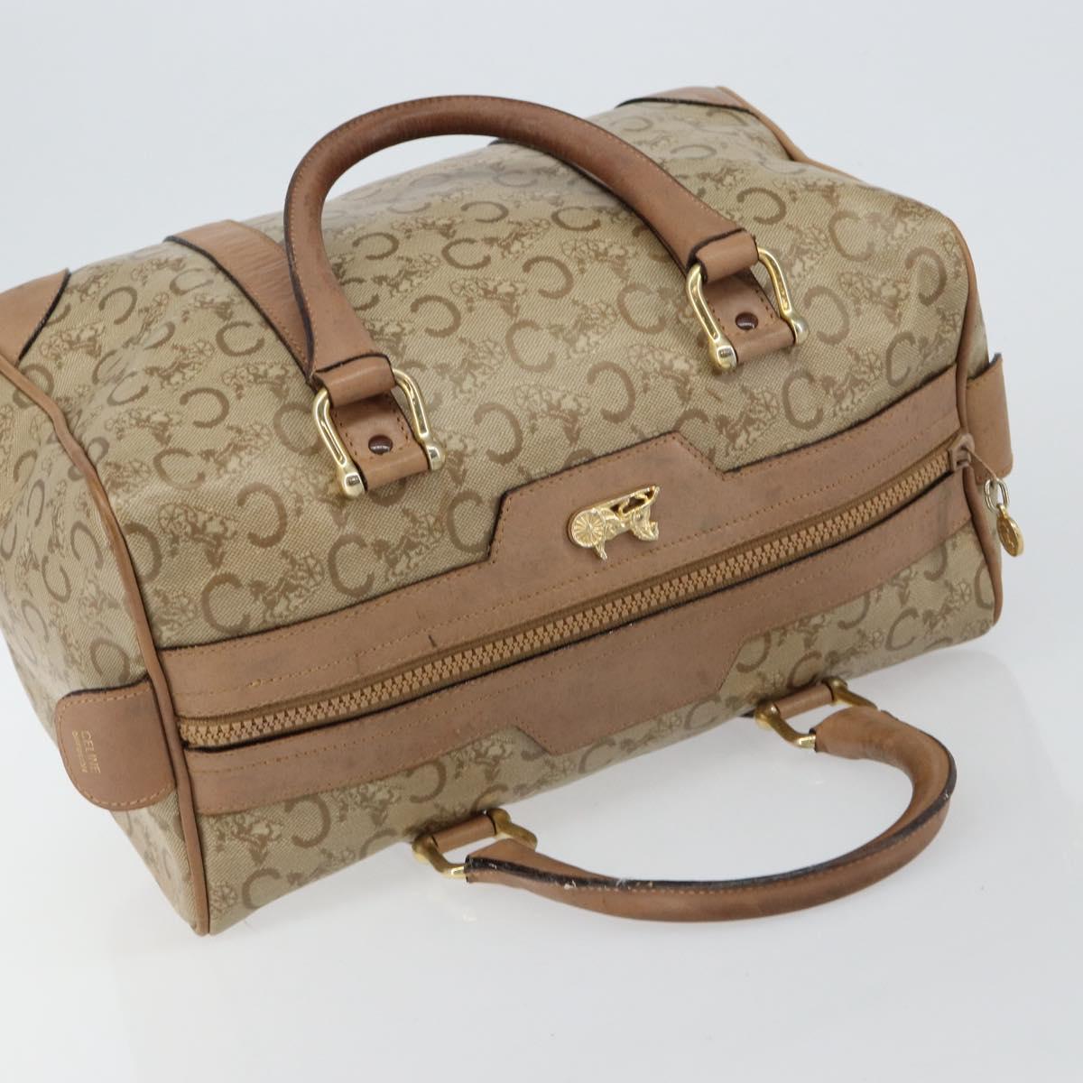CELINE C Sulky Boston Bag PVC Beige Gold Auth BA6572