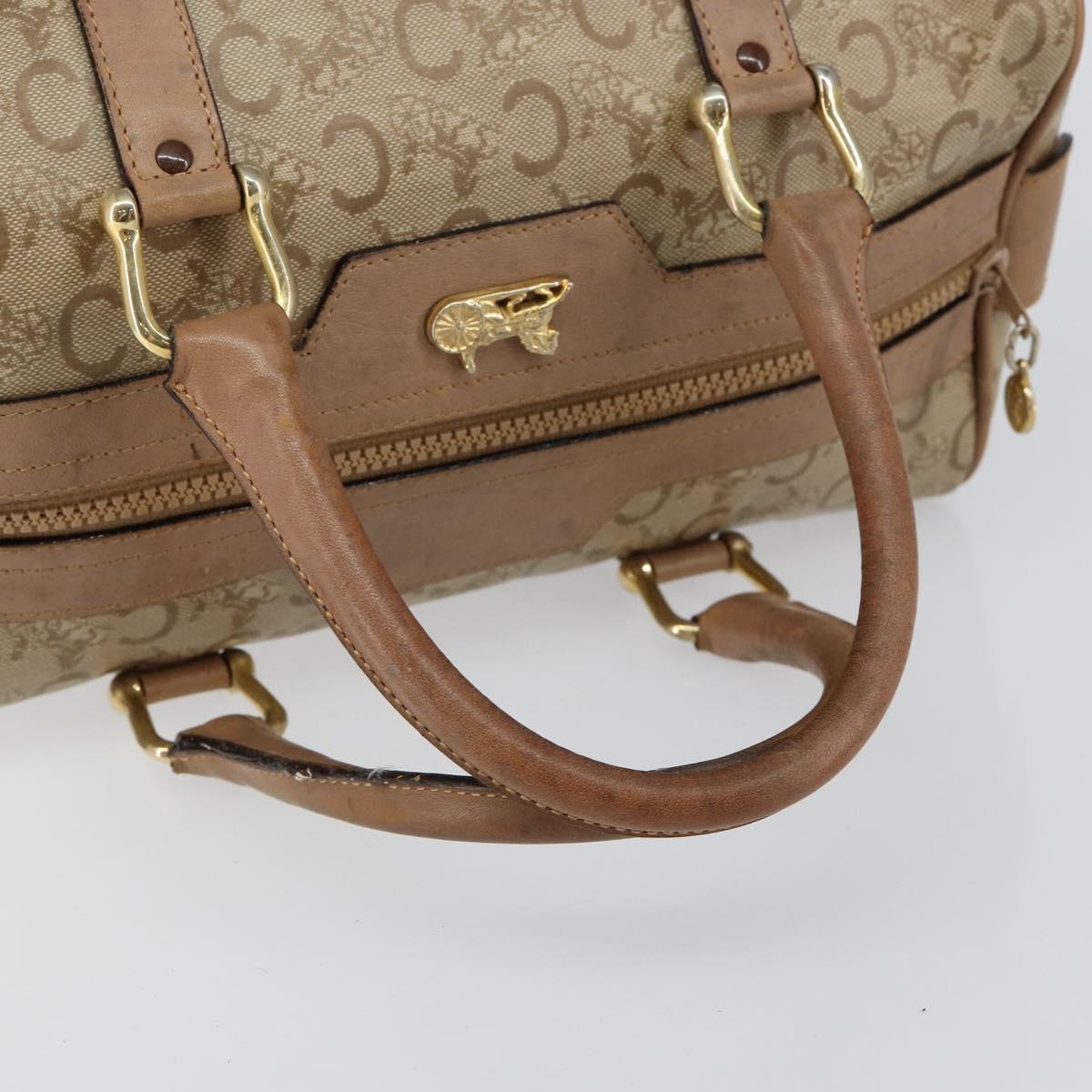 CELINE C Sulky Boston Bag PVC Beige Gold Auth BA6572