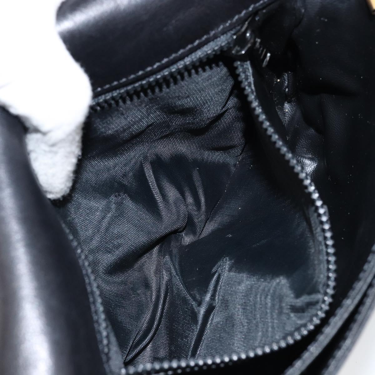 CELINE Shoulder Bag Leather Navy Gold Auth BA6575