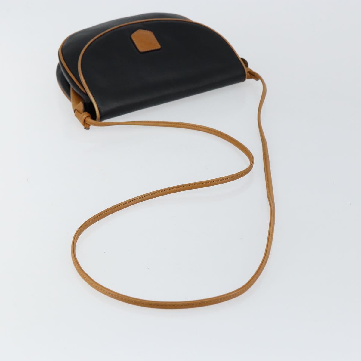 CELINE Shoulder Bag Leather Navy Gold Auth BA6575