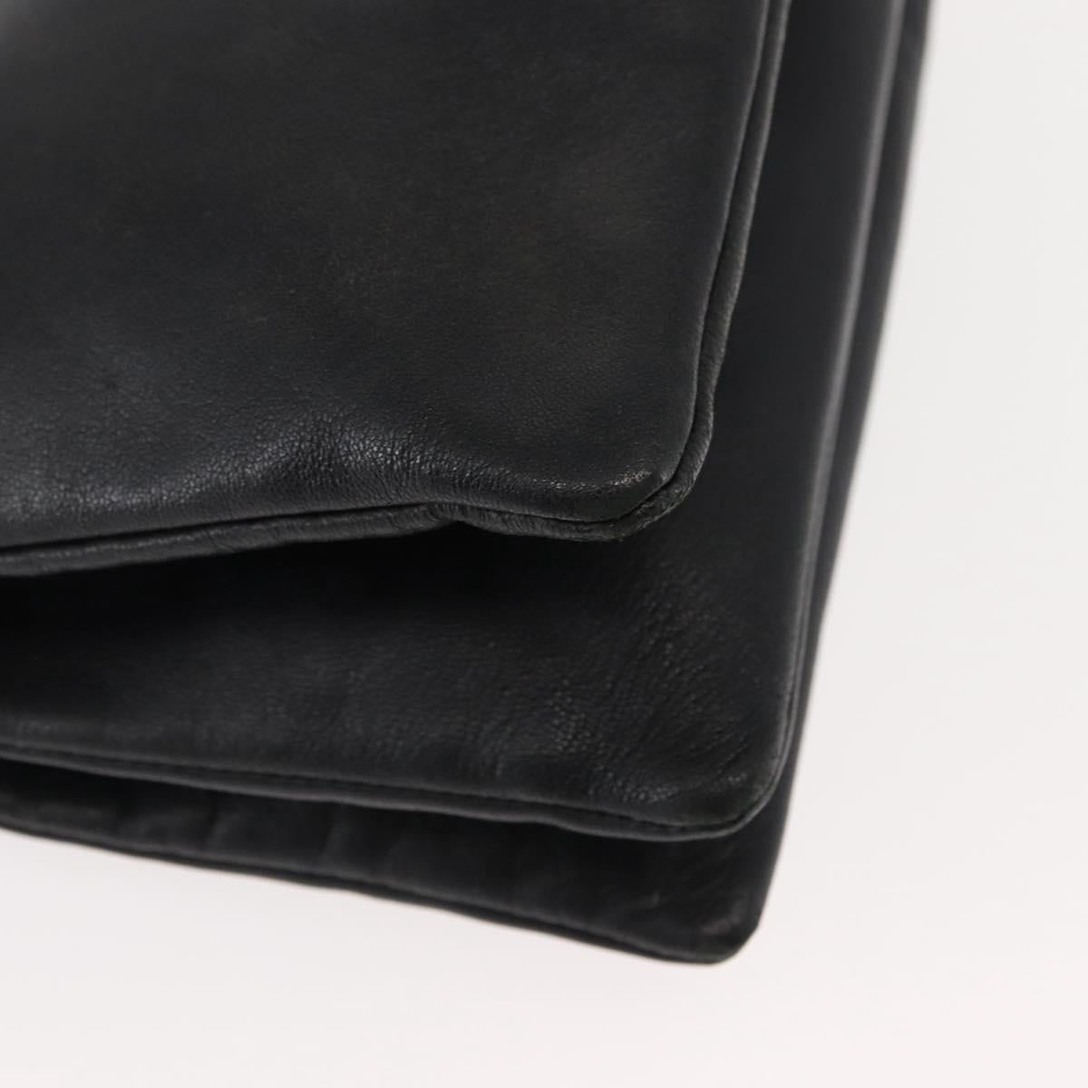 CELINE Trio Shoulder Bag Leather Black Gold Auth BA6576