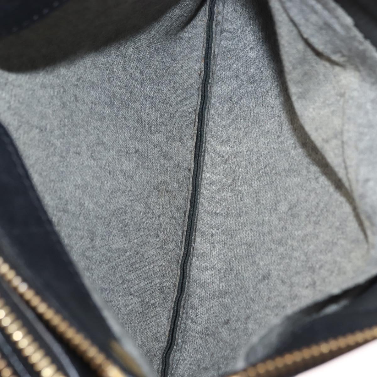 CELINE Trio Shoulder Bag Leather Black Gold Auth BA6576