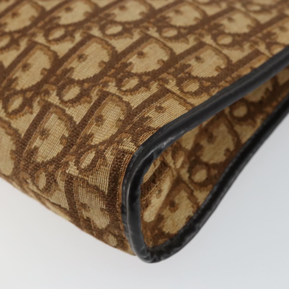 Christian Dior Trotter Canvas Shoulder Bag Brown Gold Auth BA6578