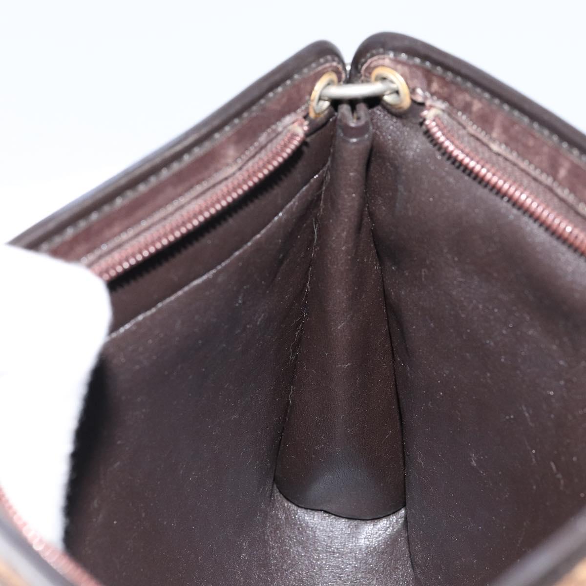 Christian Dior Trotter Canvas Shoulder Bag Brown Gold Auth BA6578