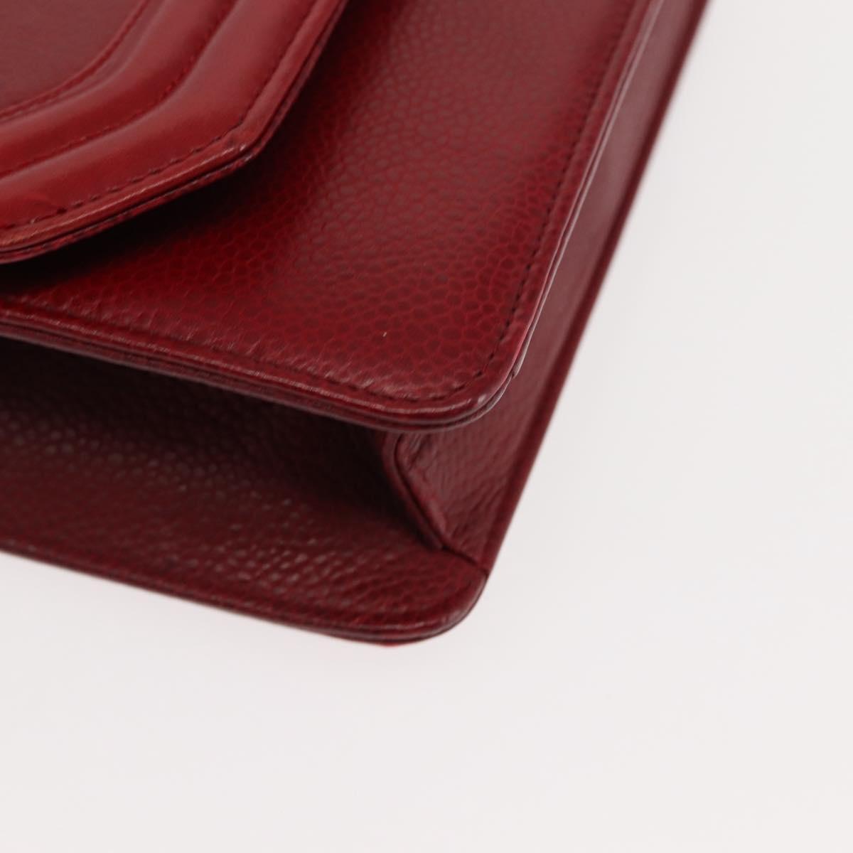 Christian Dior Shoulder Bag Leather Red Gold Auth BA6579